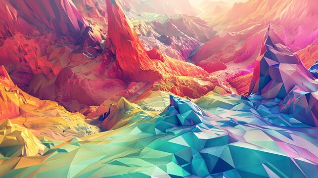 Colorful Mountains: A Vibrant Geological Masterpiece Generative AI