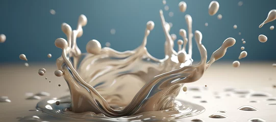 Zelfklevend Fotobehang splash of thick vanilla milk, liquid, sweet, wave 36 © Nindya