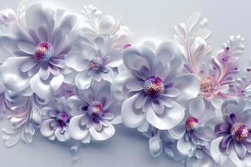 Flower Power: Purple and White Blossoms in a Modern, Minimalist Setting Generative AI