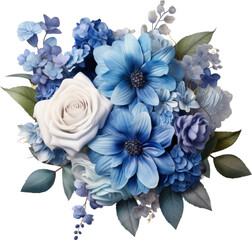 blue flower bouquet isolated on white or transparent background,transparency 