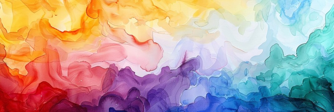 Pride Waves - A vibrant, colorful painting of a rainbow, celebrating LGBTQ+ pride and acceptance. Generative AI