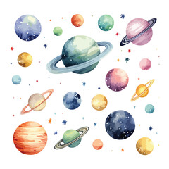 Watercolor Space Clipart Clipart isolated on white background