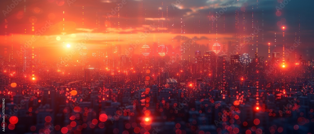 Poster Developing a smart city concept. IoT (Internet of Things). ICT (Information Communication Technology).