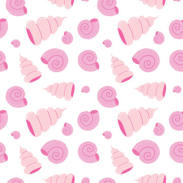 Seamless wallpaper pattern with shells.