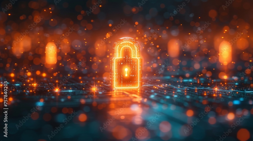 Fototapete Secure the internet from hacker attacks and protect confidential data by using a data protection concept.