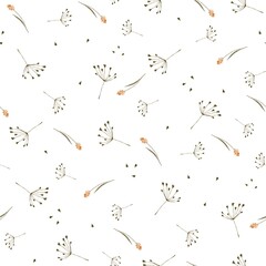 Delicate Seamless Watercolor Baby's Breath Pattern on White for Textile and Nursery Decor