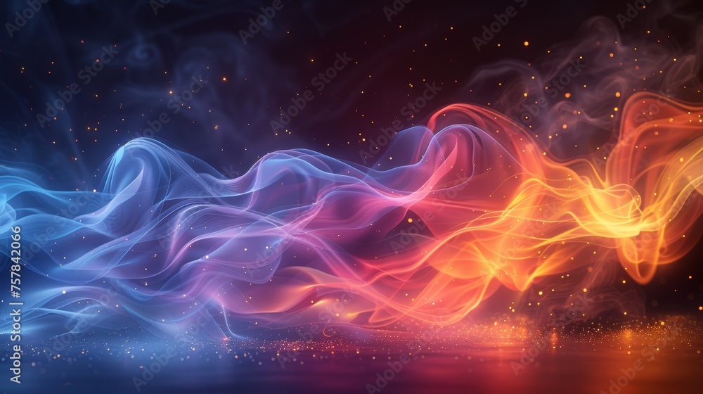 Poster Modern illustration of warm air flow effect icon on transparent background. Fitted with gradient curve line.