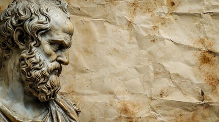 Minimalist Background of Greek Philosopher Socrates with Custom Philosophy Writing -Old Book Page