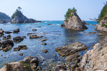 春の浦富海岸の風景 鳥取県 浦富海岸