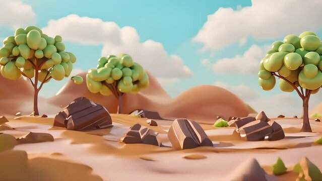 3D illustration of chocolate candy mountain landscape
