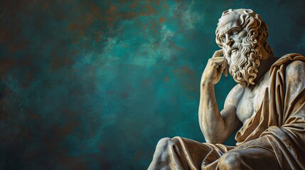 Ancient Greek Philosopher Socrates Teaching in Minimal Space with Empty Background - obrazy, fototapety, plakaty