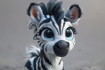 Cute Baby Cartoon Zebra Generative AI