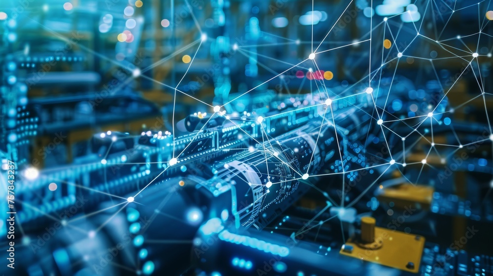 Poster a concept of industrial technology. the internet of things. industry 4.0. factory automation.