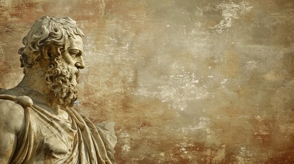 Brown Theme of Philosopher Socrates with Yellow Custom Greek Philosophy Background