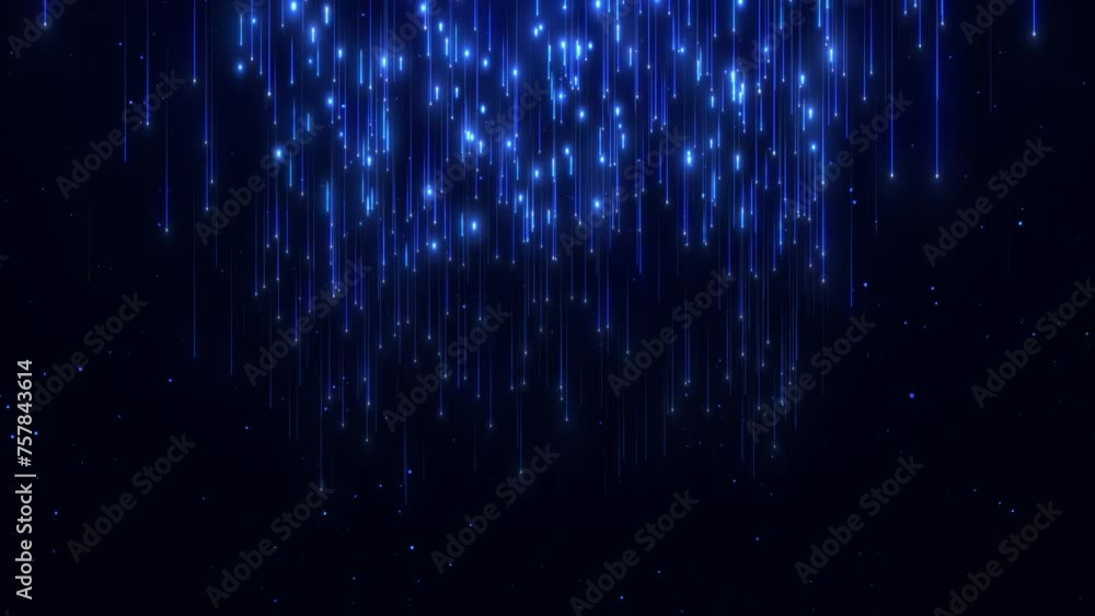 Poster Abstract background of falling glowing lines of particles. Rain of dust particles. movement of a stream of glowing bright rays.