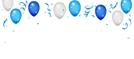 Birthday background with realistic balloons. Celebration party banner with Blue color balloons background. Grand Opening Card luxury greeting rich. frame template. vector