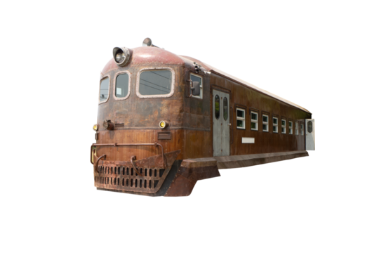 Isolated red toy train on white background