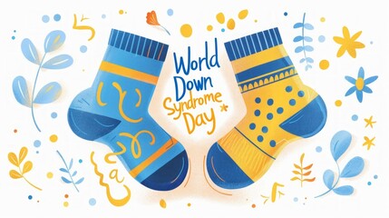 World Down Syndrome Day Colorful Socks Illustration