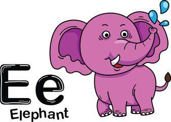 Illustration Isolated Animal Alphabet Letter E-Elephant