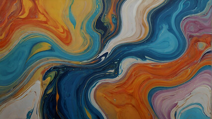 Abstract Colors and Textures in a Fluid Artwork