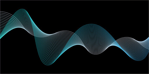 lines on a black background,wave effect blue color on black.Futuristic colorful background. Backdrop with lines and waves.blue wavy lines on a black b