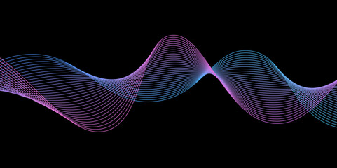 lines on a black background,wave effect pink color on black.Futuristic colorful background. Backdrop with lines and waves.blue wavy lines on a black b