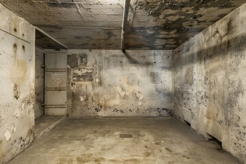 Obraz premium Inside empty old doomsday bunker Generative Ai 