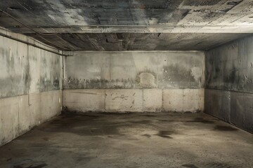 Fototapeta premium Inside empty old doomsday bunker Generative Ai 