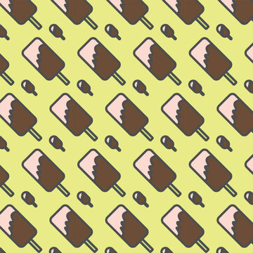 Vector cute ice cream seamless pattern. background template