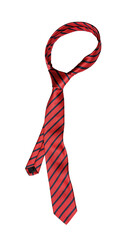 Elegant red tie with winsor knot isolated on white background.