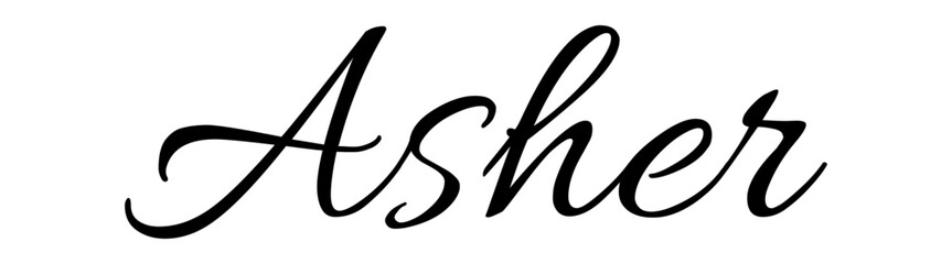 Asher - black color - name written - ideal for websites,, presentations, greetings, banners, cards,, t-shirt, sweatshirt, prints, cricut, silhouette, sublimation	 - obrazy, fototapety, plakaty