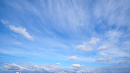 beautiful blue color sky and soft white clouds for abstract background