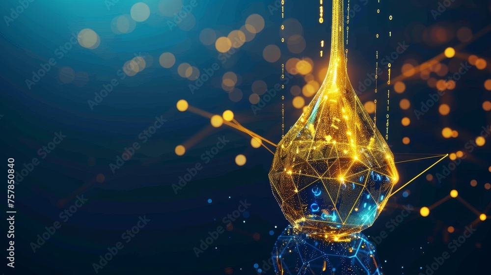 Aufkleber isolated illustration of a falling golden oil drop. low polystyle design. geometric background. wire