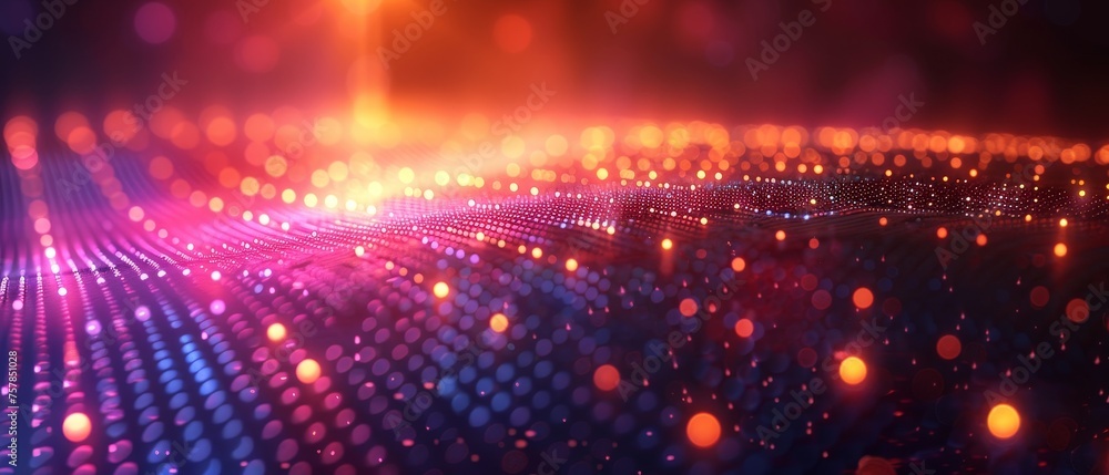 Poster Motion elements in neon LED illumination with abstract futuristic background.