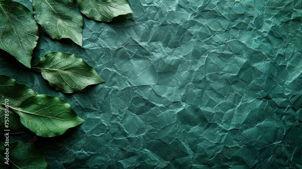 Poster The texture of green kraft paper on an abstract background is high-resolution.