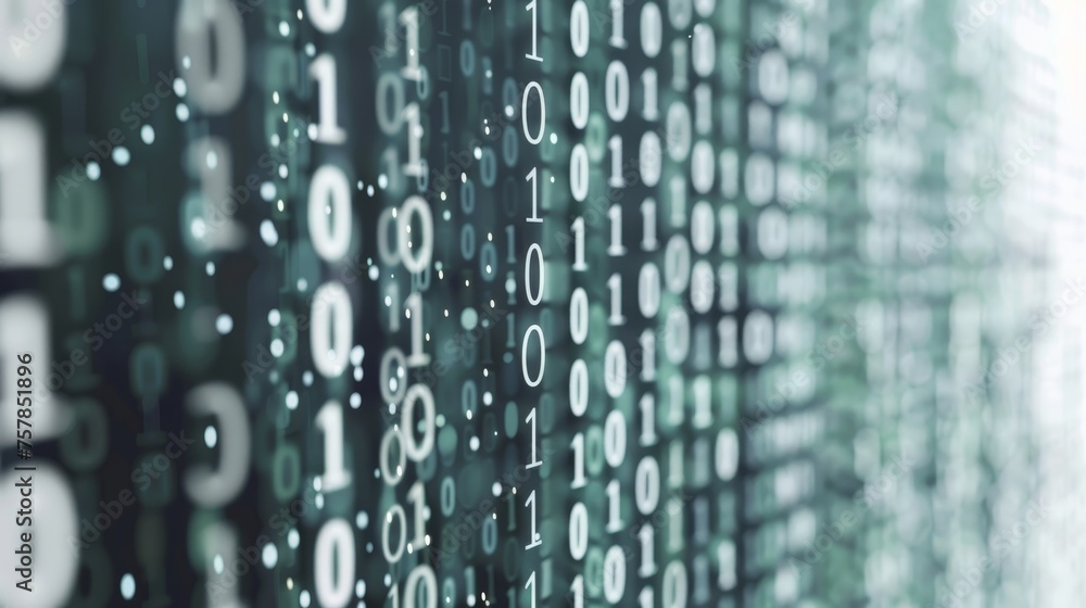 Poster Binary code. AI (Artificial Intelligence). Digital transformation concept.