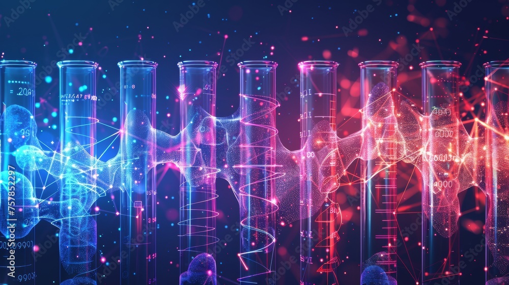 Leinwandbilder isolation of test tubes from a low poly wireframe on a white background. science and analysis. abstr