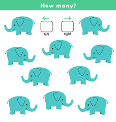 Left and right position worksheet. Educational worksheet for preschool kids. Educational game to learn left and right.