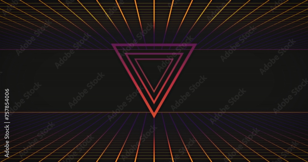 Poster image of movie night text over triangles and two grids