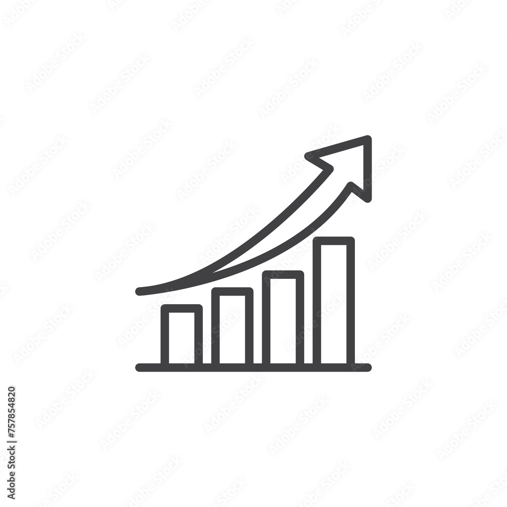 Poster bar chart with upward arrow line icon