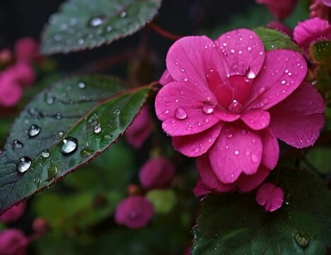 water drops on pink flower
