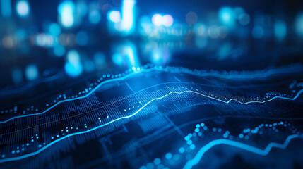 Stock market, financial candle light chart with dotted light abstract background