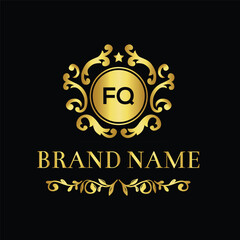 Handwritten FQ letters logo design with vector