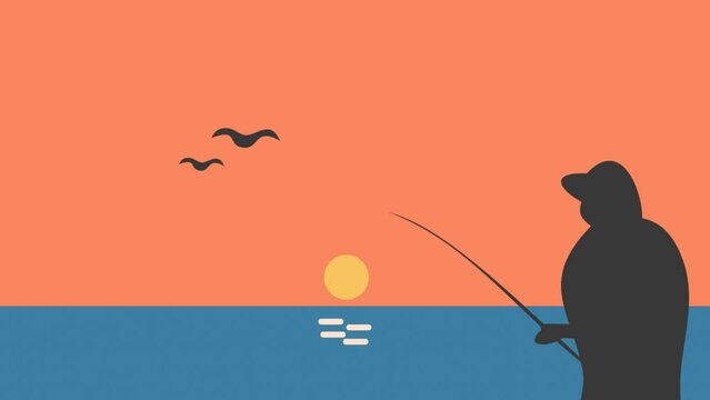 animated flat design fishing vector illustration