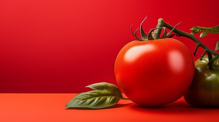 Tomato on Red Background
