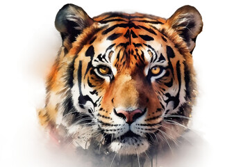 Tiger Portrait Painting face look Watercolor