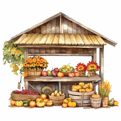 Autumn Farmstand Clipart isolated on white background