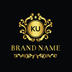 Fototapeta na wymiar Initials letters KU square vector logo design for company branding