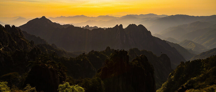 Landscape of Huangshan Yellow Mountain unesco world heritage site. Located in Anhui province.