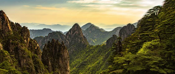 Papier Peint photo Monts Huang Landscape of Huangshan Yellow Mountain unesco world heritage site. Located in Anhui province.
